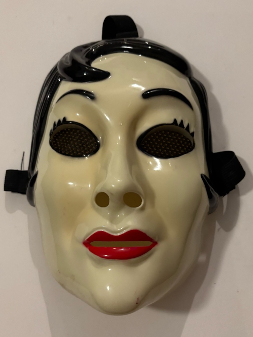 Cream & Black Mask-Style Headphones with Red Accent